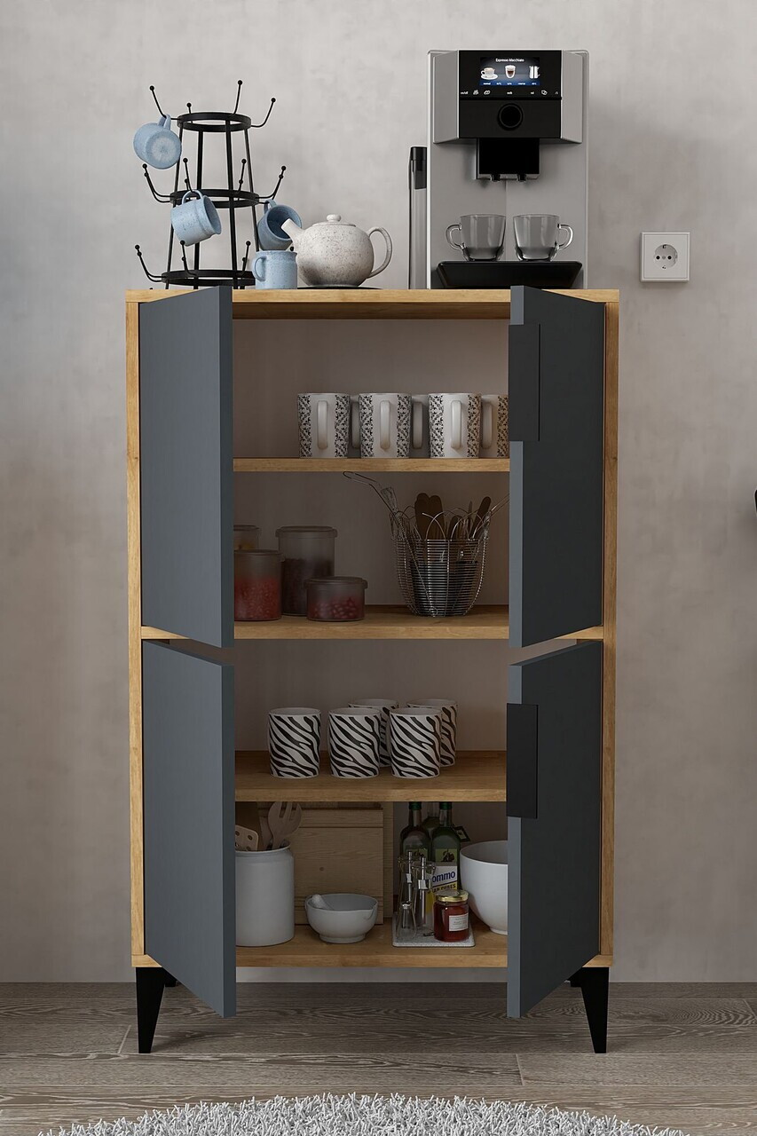 Dulap multifunctional, Hanah Home, Ada 1403, 72x114x36.5 cm, PAL, Stejar safir / Antracit — imaginea 2