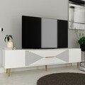 Comoda TV, Olivia, Dekol1, Alb/Auriu