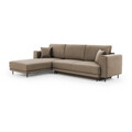 Coltar extensibil stanga 4 locuri ELTAP, LT-20NU, Dalia, 289x190x95 cm, lemn/poliester, maro deschis