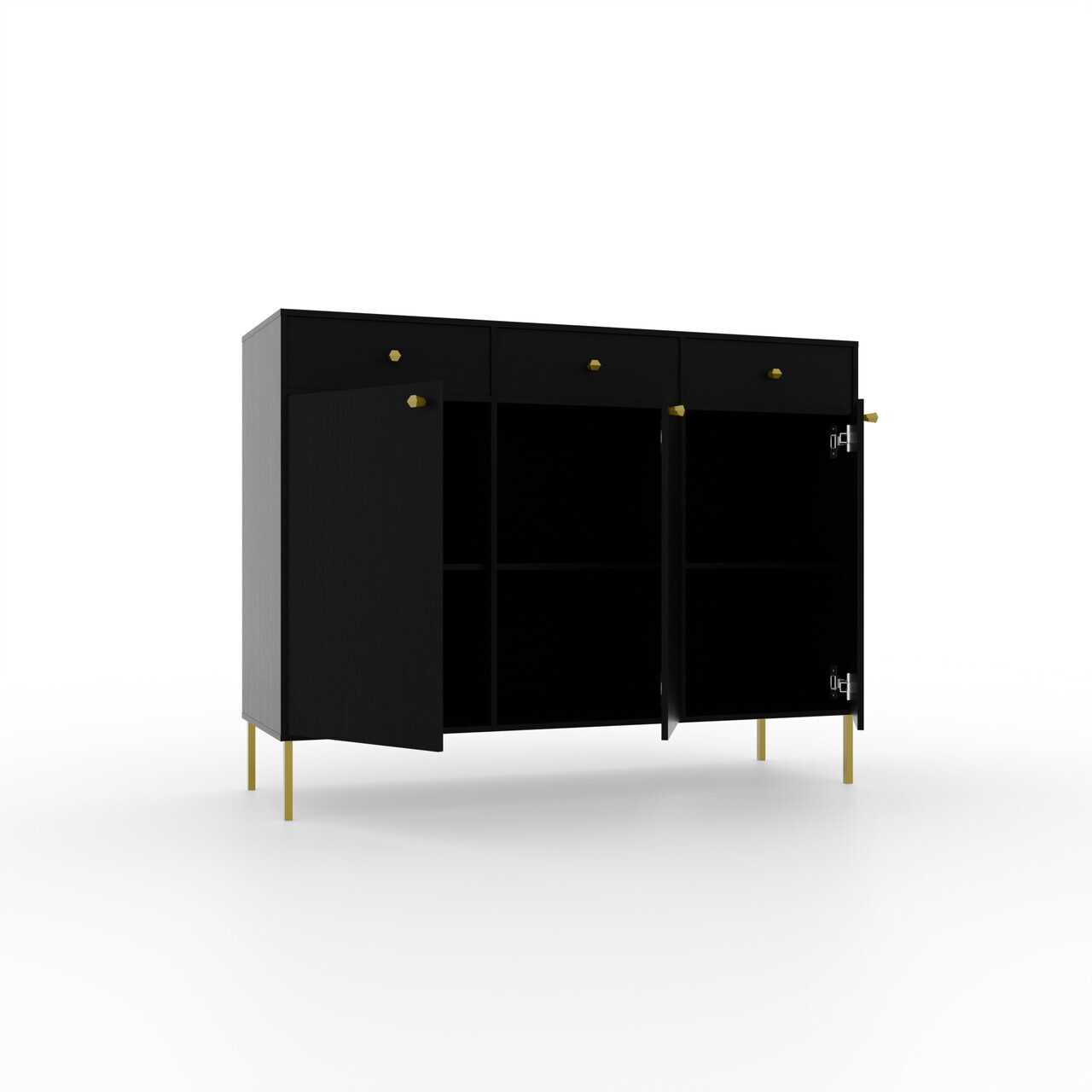 Comoda ADRK, Tili 3D 3S, 124.5x40.8x95 cm, PAL laminat, negru — imaginea 3