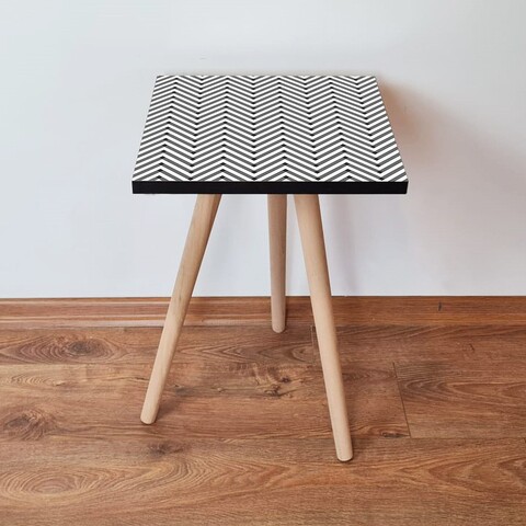 Masuta, Leona, Shp234, 35x42x35 cm, Alb/Negru
