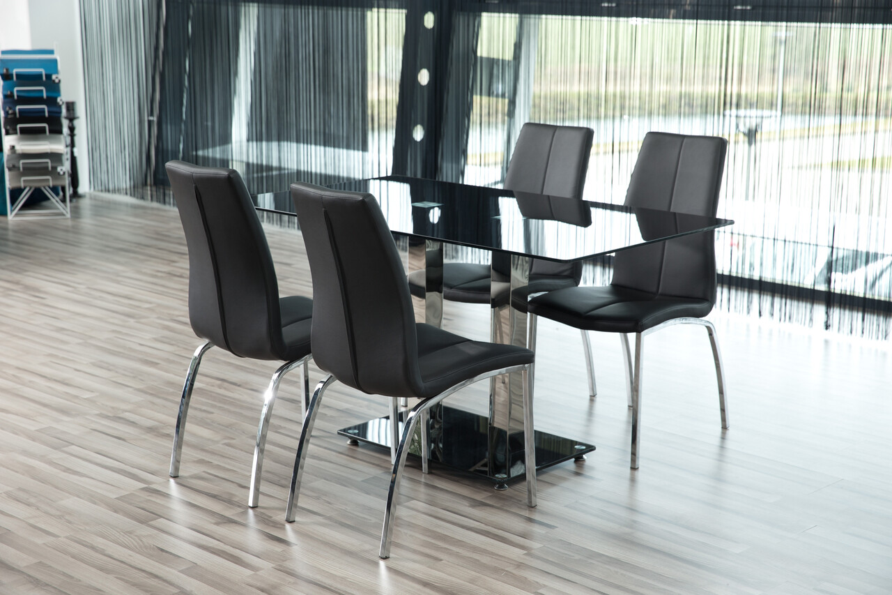 Scaun Asama, Actona, 43.5x57x95 cm, piele ecologica/otel, negru/crom - view 5
