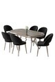 Set masa si scaune (7 piese), Hanah Home, Jita, Antracit / Crom / Negru