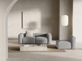 Canapea 2 locuri, Bergamo, Cosmopolitan Design, 224x108x70 cm, catifea chenille raiata, gri deschis