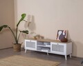 Comoda TV, Wolina, Calvin, 55x180x41 cm, MDF , Alb / Stejar
