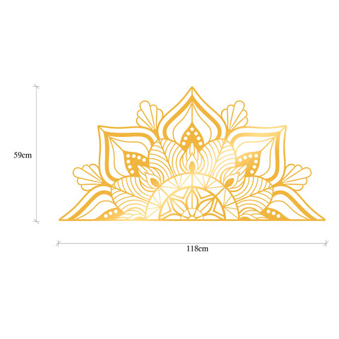 Decoratiune de perete, Mandala-S-1-Gold, Metal, Dimensiune: 118 x 1,5 x 59 cm, Auriu