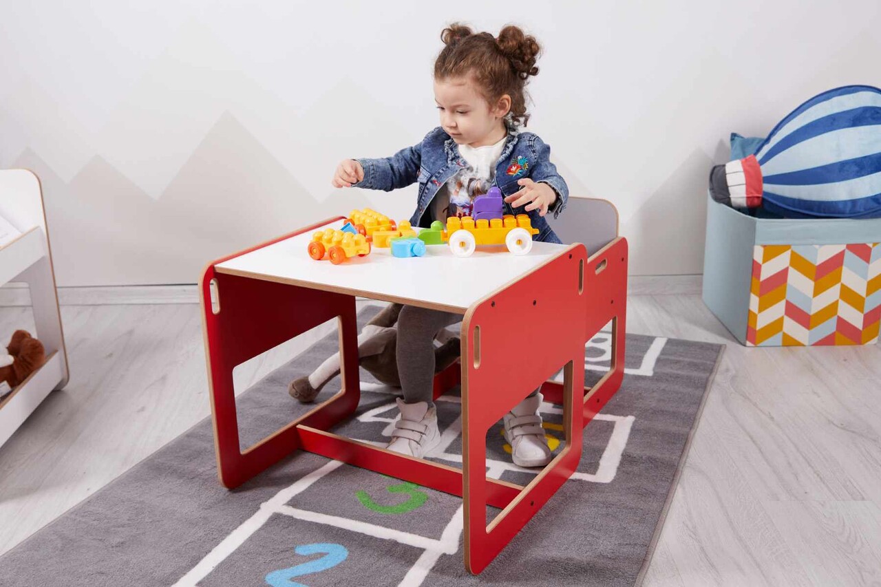 Set masa si scaun pentru copii, Hanah Home, Dove, Rosu/Alb - view 5