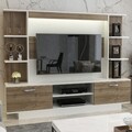 Mobilier living ONLY, Pakoworld, 180x30x134 cm, PAL melaminat, alb/walnut
