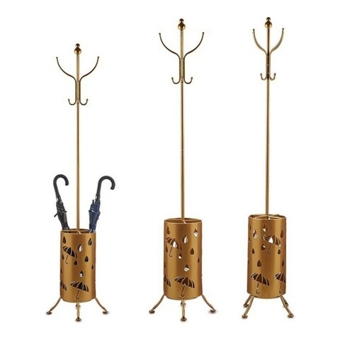 Cuier cu suport pentru umbrele Elio, Gift Decor, 44 x 44 x 185 cm, metal, auriu