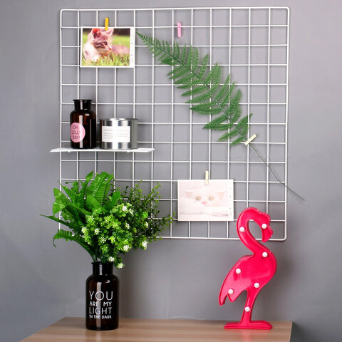 Decoratiune de perete, wr006, metal, cu 10 agatatori, alb
