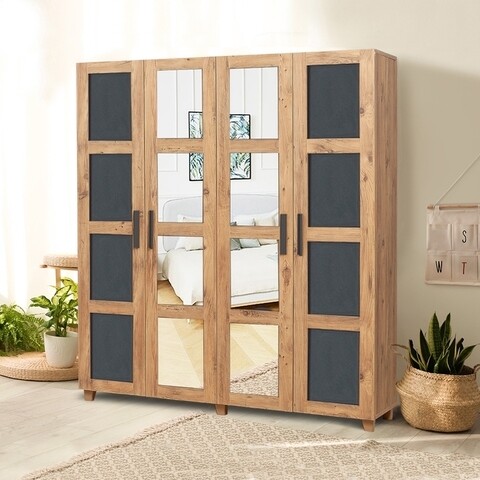 Dulap cu oglinda pentru haine salvia 2 - atlantic, anthracite, vella, 160x48x189 cm