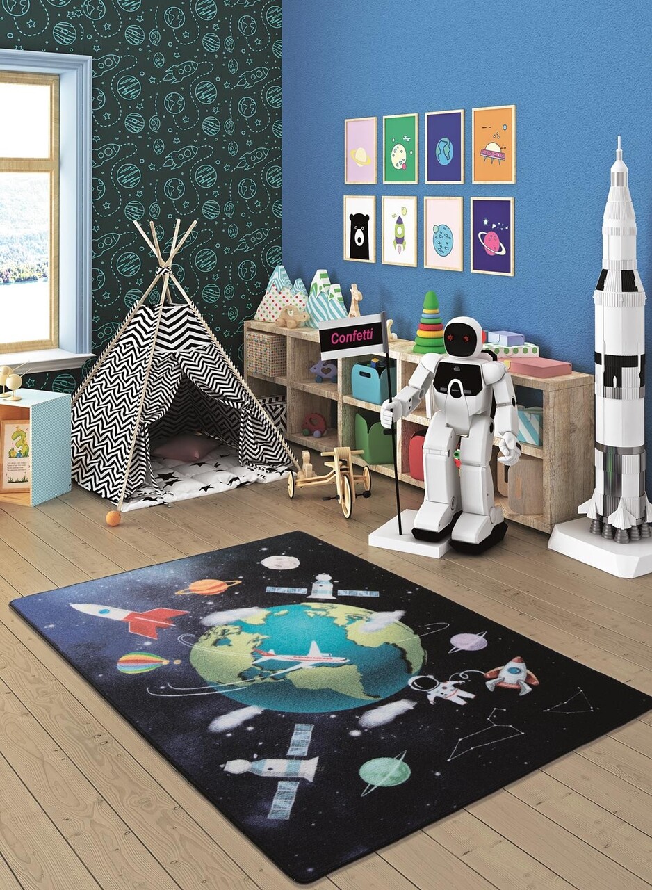 Covor Outer Space - Dark Blue Confetti 100x150 cm poliamida multicolor