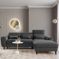 Coltar extensibil dreapta 4 locuri ELTAP, Foble, 267x196x100 cm, lemn/poliester, gri inchis