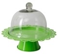 Platou pentru prajituri Fan Green, Mauro Ferretti, Ø27.5x22.5 cm, fier/sticla