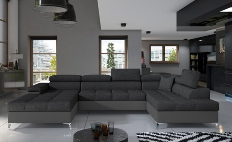 Coltar extensibil dreapta 5 locuri ELTAP, Edr-33, Eduardo, 337x205x88 cm, lemn/poliester, gri inchis/gri