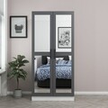 Dulap pentru haine, Minerva, Kale Mirror Anthracite White, 90x210x52 cm, PAL, Antracit/Alb