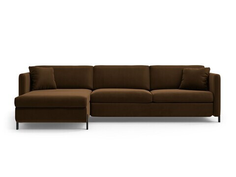 Coltar extensibil stanga 5 locuri, Gloria, Micadoni Home, 286x170x88 cm, catifea, ciocolatiu