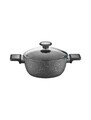 Set vase pentru gatit, Hermia, 868ARY1315, ALUMINIU ACOPERIT CU GRANIT, Capac 1: 20 cm (1 bucată), Negru