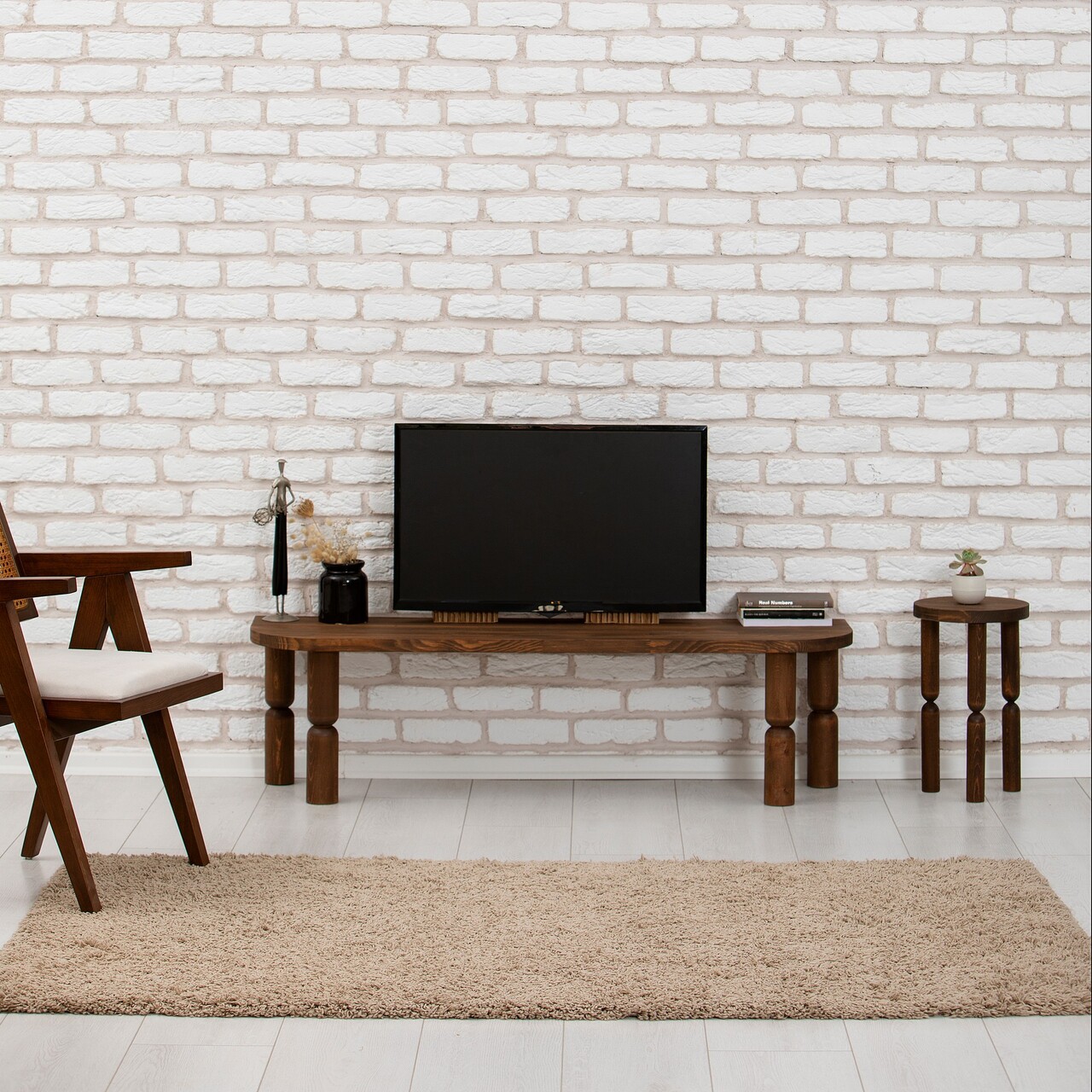 Comoda TV, Neostill, Ida, 140x40x35 cm, Lemn masiv, Maro - 1 | YEO