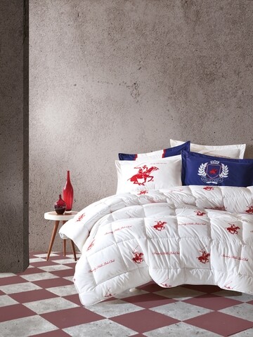 Pilota matlasata 195x215 cm, 100% bumbac, Beverly Hills Polo Club, Guadiana Red, alb/rosu