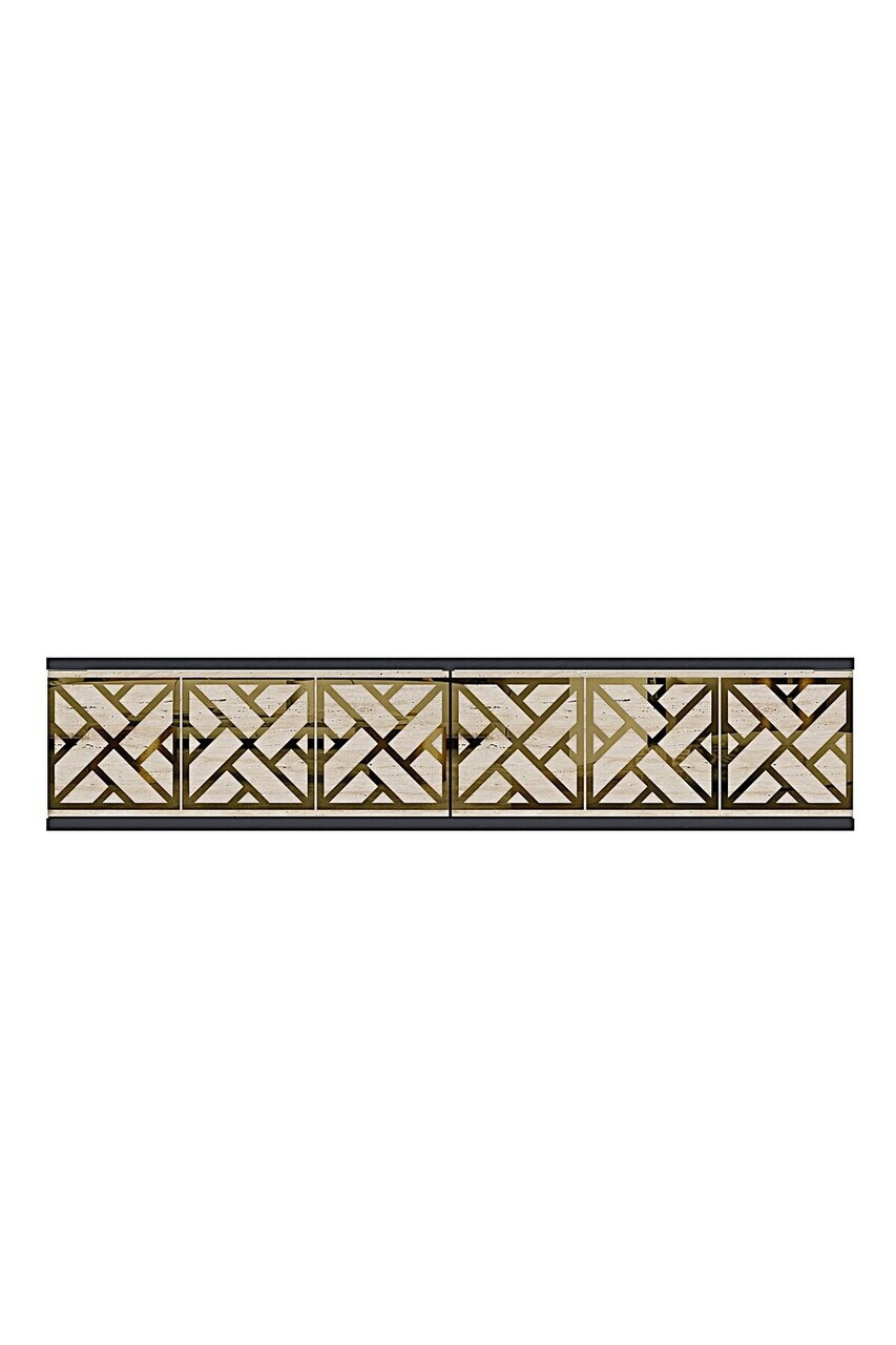 Dulap, Hanah Home, Arex 120, 120x25.5x29.6 cm, Antracit / Travertin / Auriu — imaginea 4
