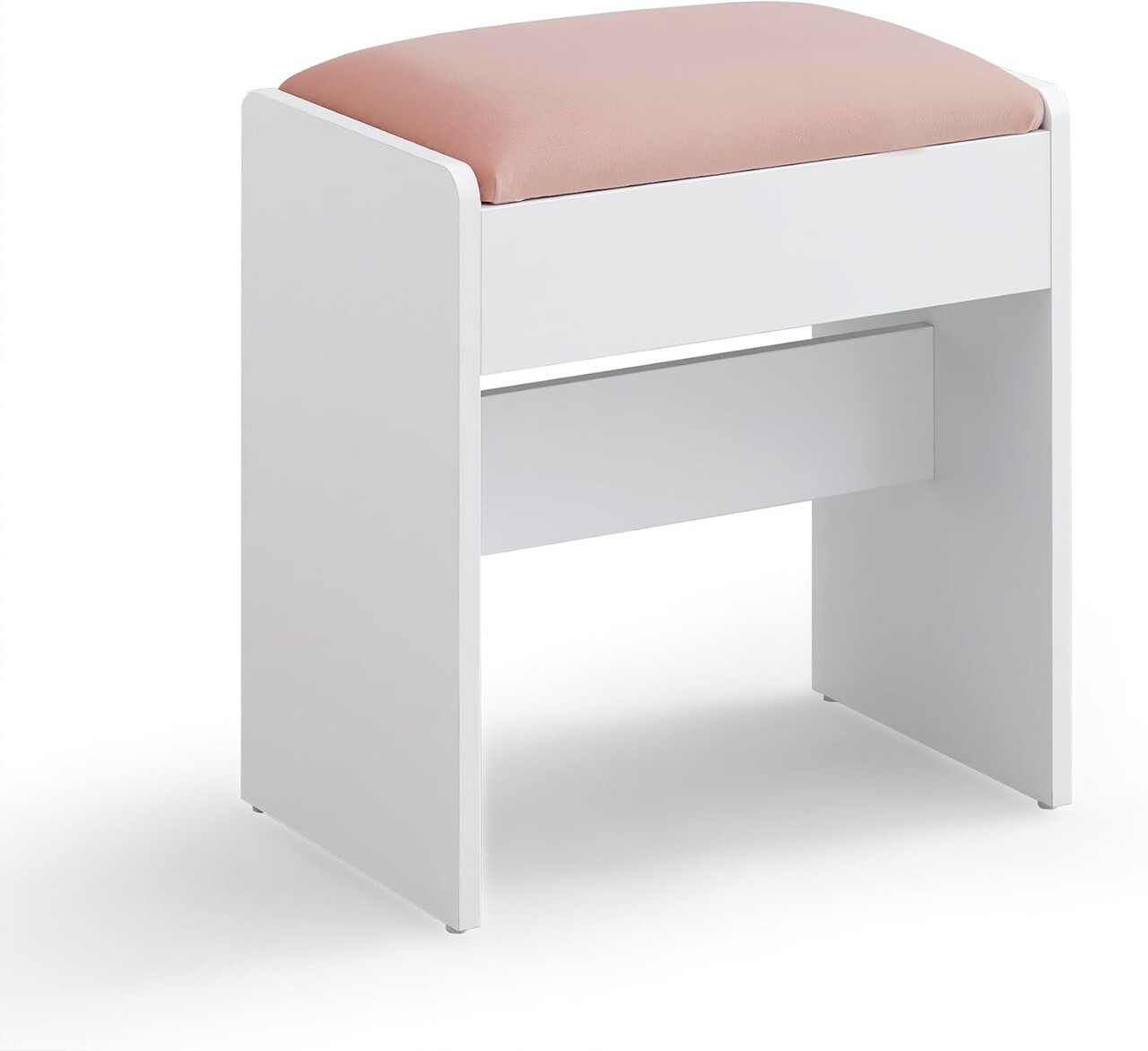 Taburet pentru masuta de toaleta, Vasagle, 45x28.6x45 cm, PAL/MDF/catifea, alb/roz pastel - 1 | YEO
