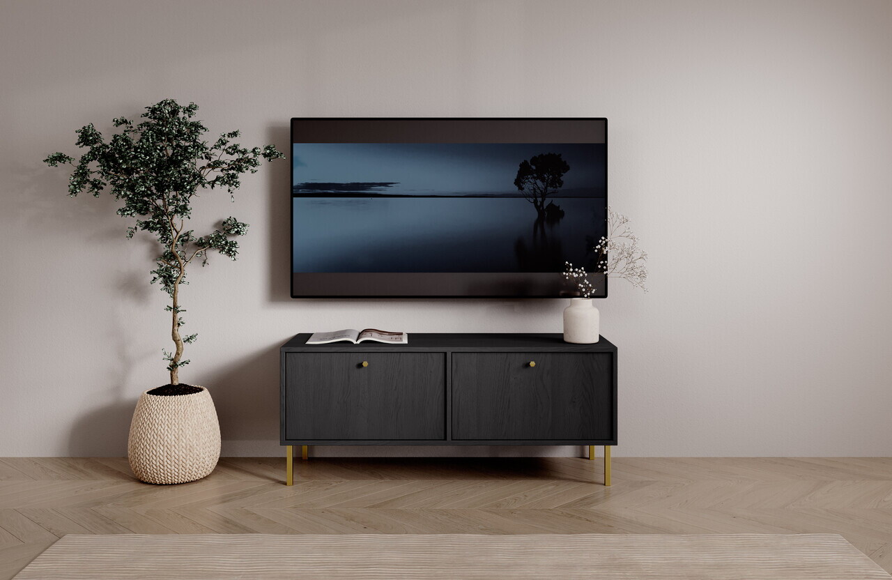 Comoda TV ADRK, Tili 2D, 120.6x40.8x50 cm, PAL laminat, negru
