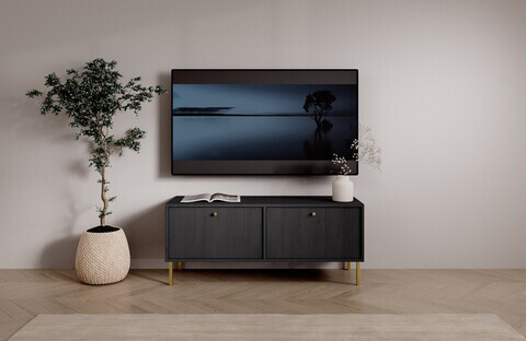 Comoda TV ADRK, Tili 2D, 120.6x40.8x50 cm, PAL laminat, negru