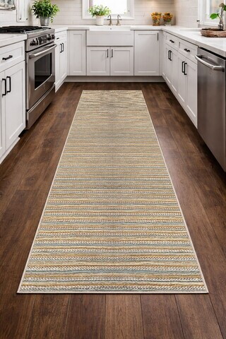 Covor, CLR-7338-MUTFAK-HALI-45, 100x250 cm, Poliester, Multicolor