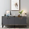 Consola, Olivia, Ponny, 150x40x79 cm, PAL , Antracit / Argintiu