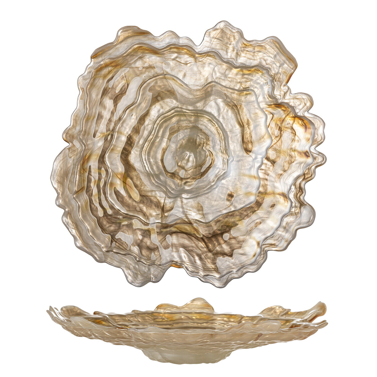 Bol decorativ, Bloomingville, Asimi, 38x8 cm, sticla, natural