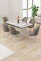 Set masa extensibila si scaune (7 piese), Hanah Home, Sim, Gri / Crom / Cappuccino