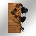 Decoratiune de perete, Love, lemn/metal, 39 x 58 cm, negru/maro