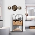 Organizator pentru baie cu rafturi si cosuri Versa, 60x32x104 cm, MDF/metal