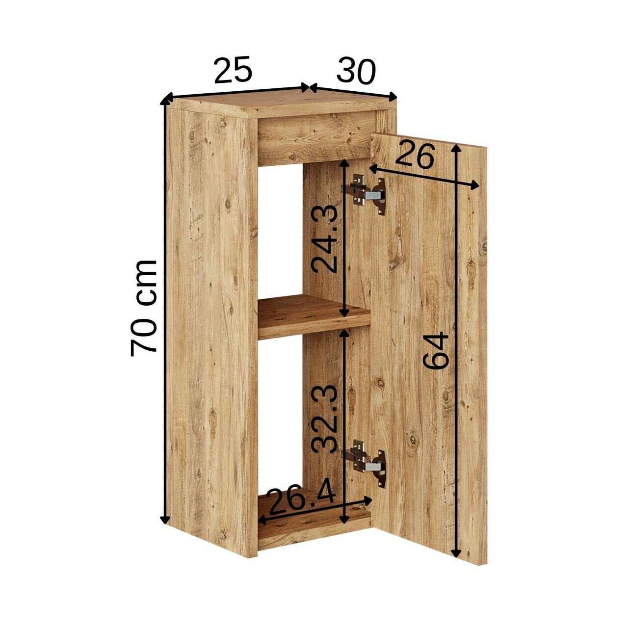 Dulap de baie, Hanah Home, 1957, 30x70x25 cm, PAL MELAMINAT, Maro — imaginea 6