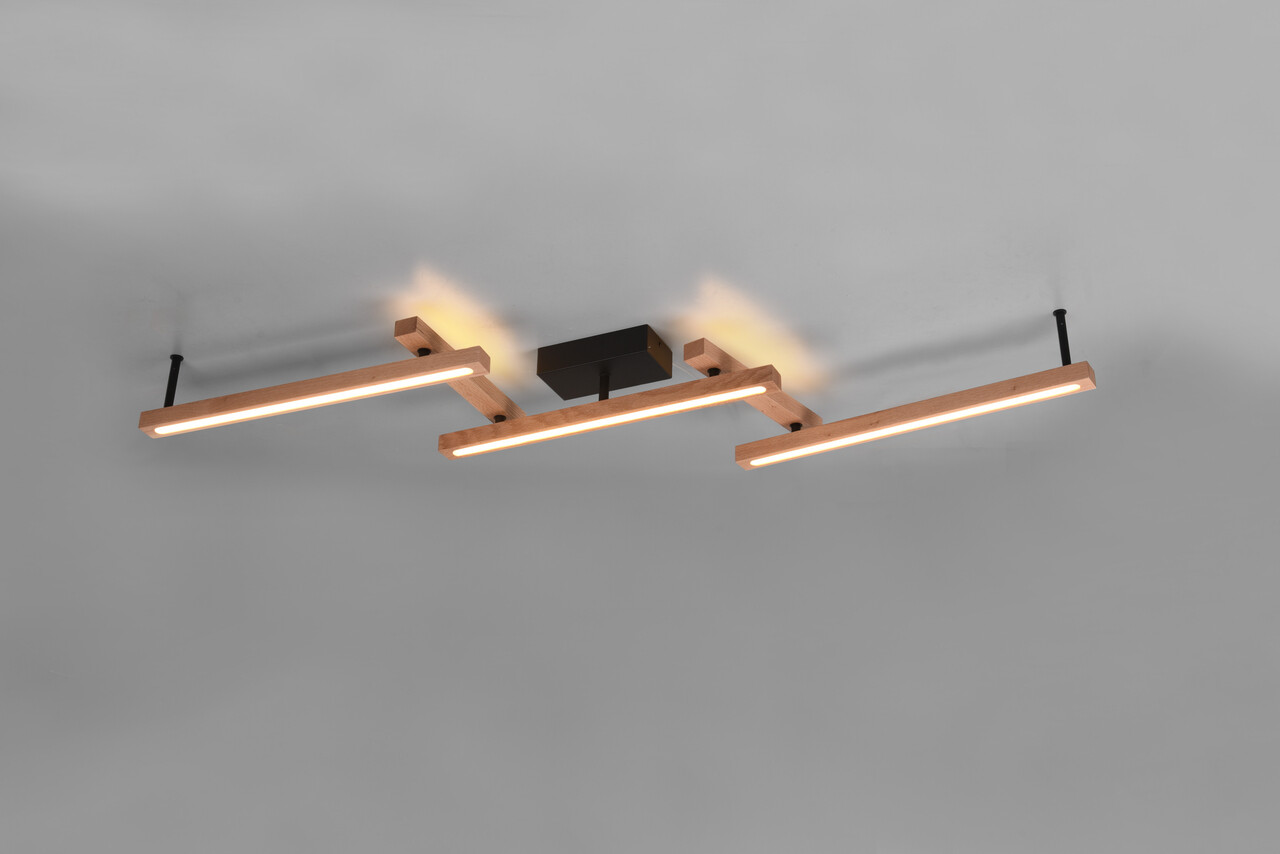 Plafoniera Bellari, TRIO, 180x10x13.5 cm, 36W, 1x SMD, lemn, natur/negru