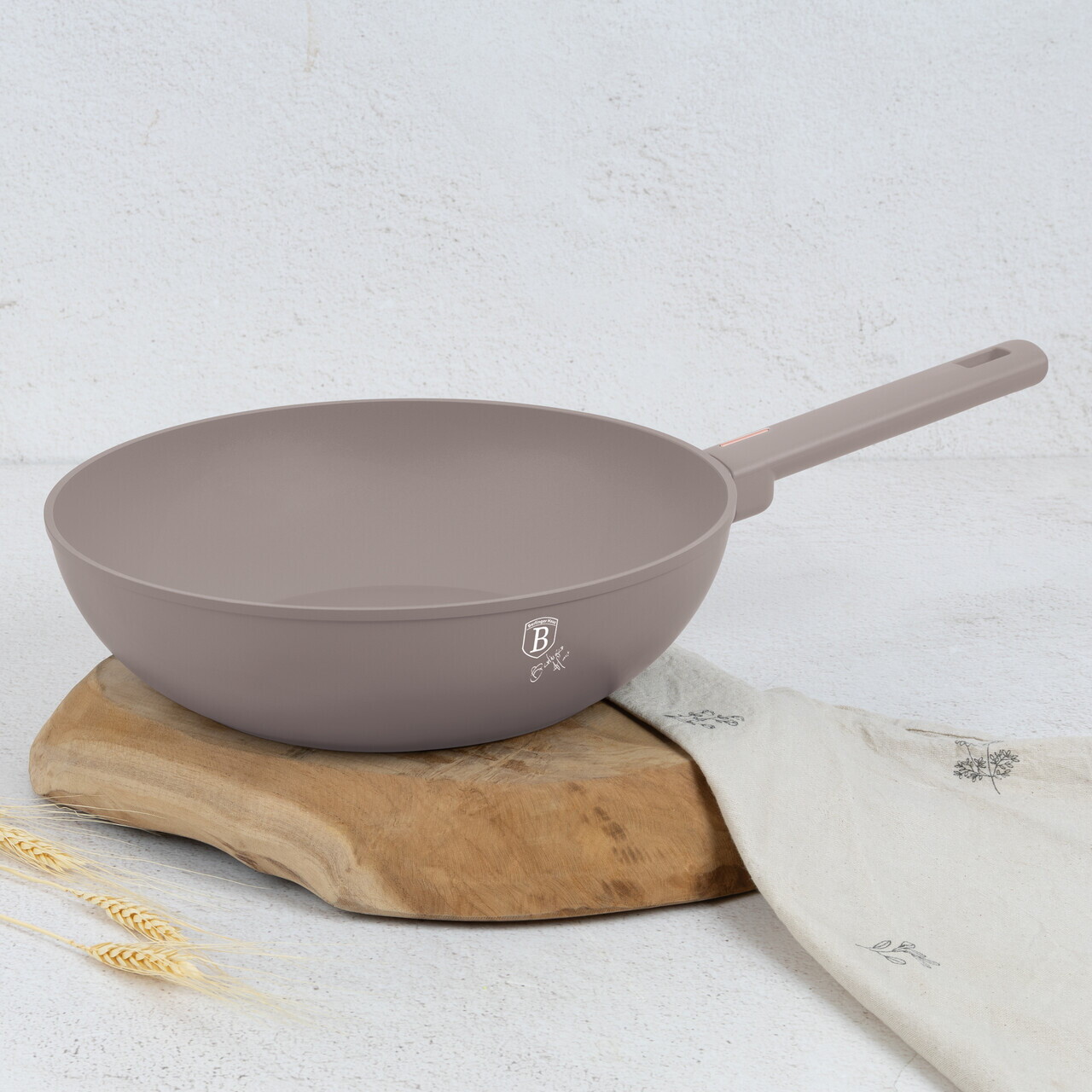 Tigaie Wok Berlinger Haus, Taupe, 28 cm, 3.2 L, aluminiu forjat, taupe mat - imagine 4