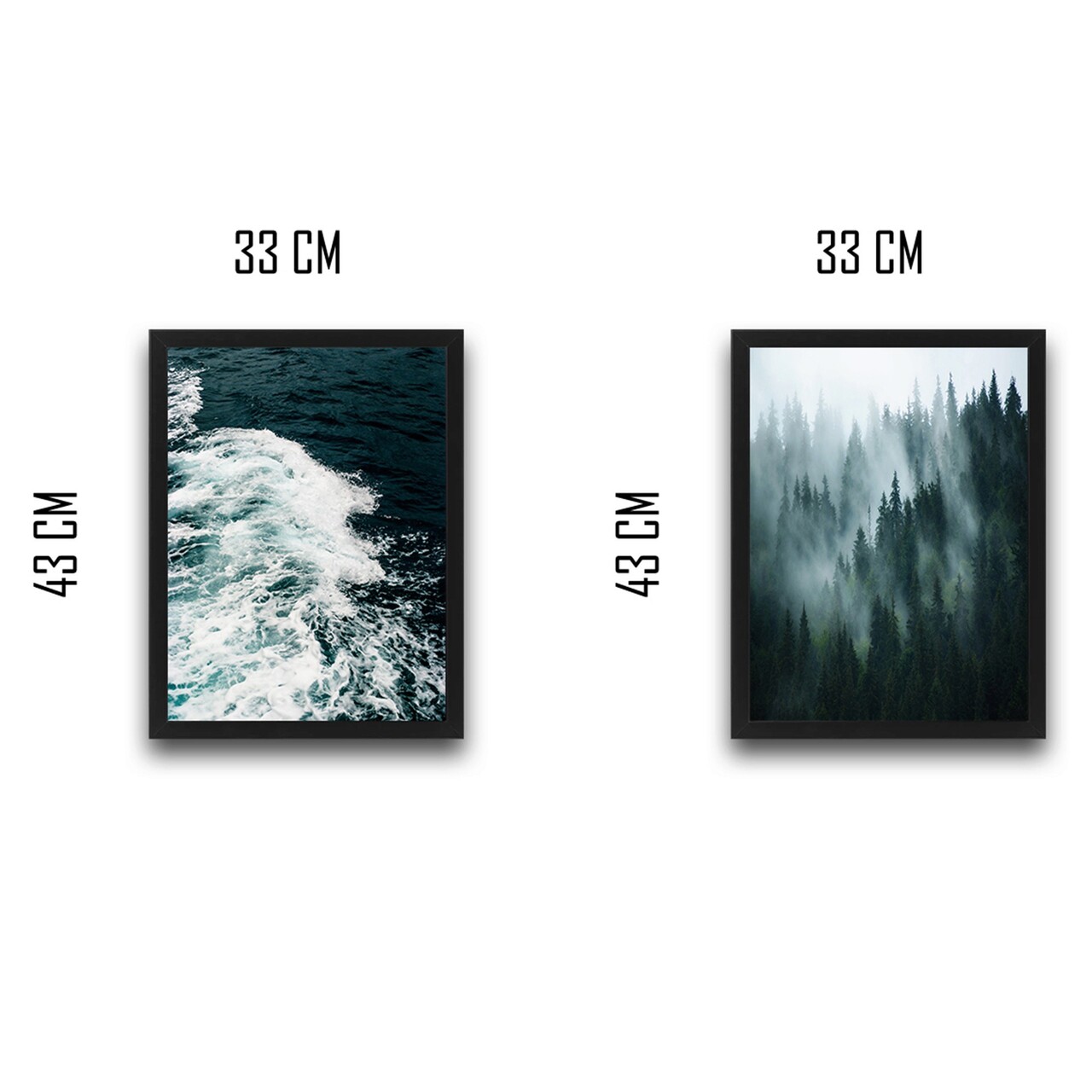Set 2 tablouri decorative, Wave Forest Set, PAL, Hartie, Multicolor