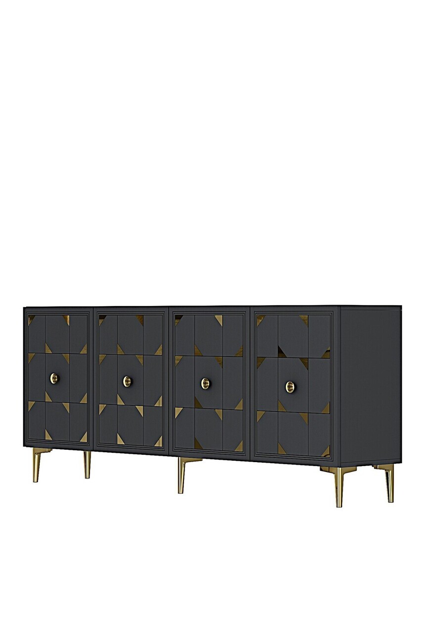 Consola, Hanah Home, Moka 150, 150x75x32 cm, Antracit / Aur — imaginea 5