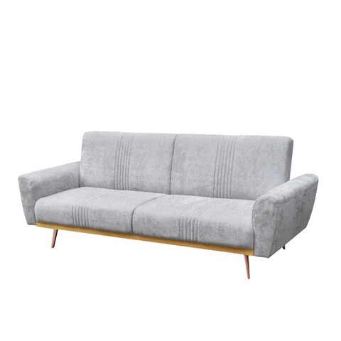 Canapea extensibila 3 locuri Samtige, Homla, 212x84x86.5 cm, lemn/catifea din poliester, gri