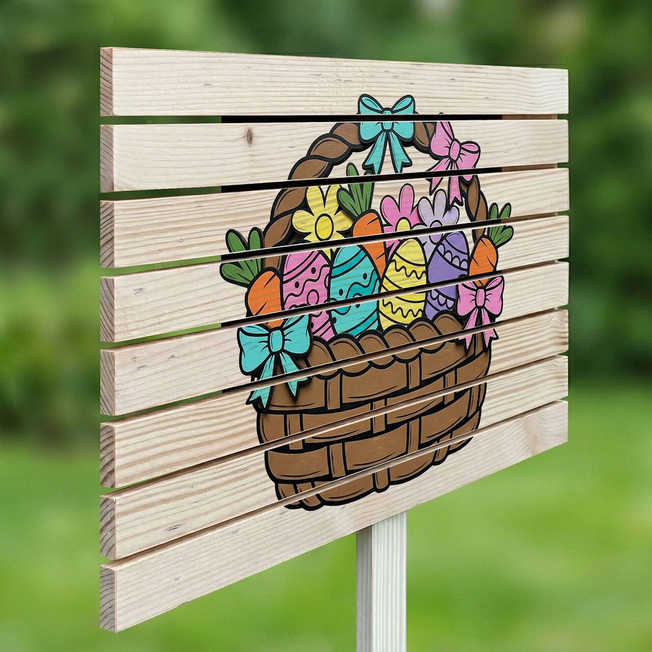 Semn de curte, Classic Easter Basket, 58x38 cm, Multicolor - imagine 2