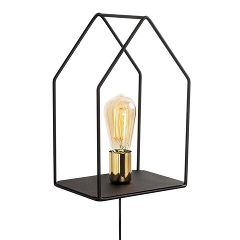 Lampa de perete Opviq Ev, 21×33 cm, E27, 100 W, negru/auriu mezoni.ro