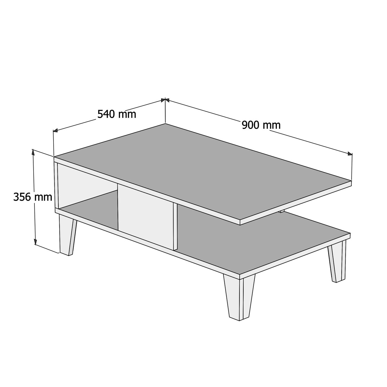 Masuta de cafea, Hanah Home, Sumer O2040, 90x35.6x54 cm, Stejar / Alb - imagine 6