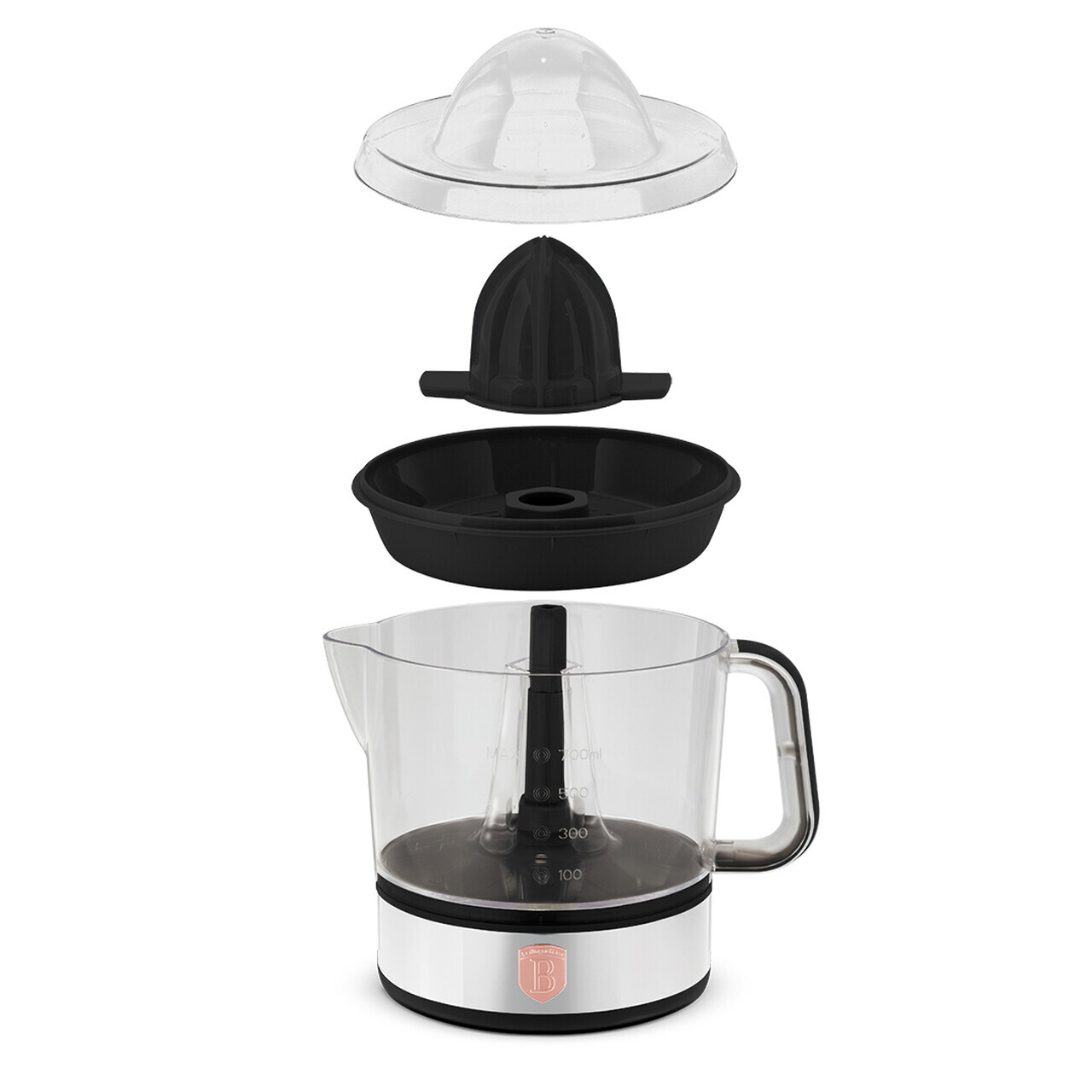 Storcator electric de citrice Berlinger Haus, Black Rose, 40W, 700 ml, plastic/inox, negru/transparent - imagine 5