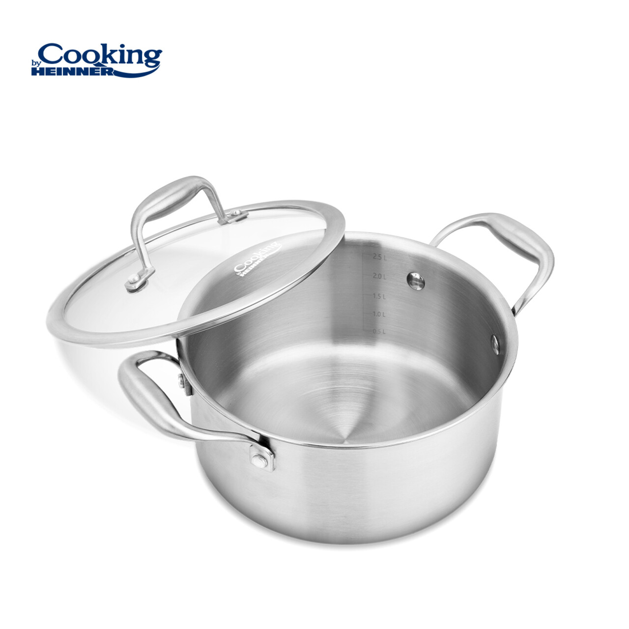 Semioala cu capac Atomic3, Cooking by Heinner, 20x10 cm, 2.8 L, inox/sticla, argintiu - imagine 5