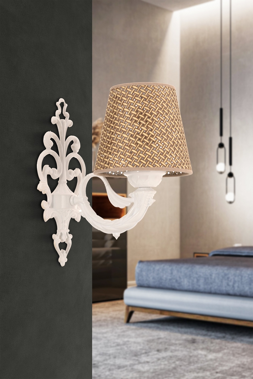 Aplica de perete, Opviq, 390FLH2363, Natural/Alb