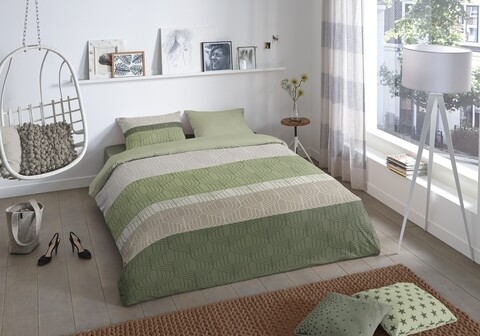 Lenjerie de pat pentru doua persoane, Good Morning, Valence, 100% bumbac, 3 piese, multicolor