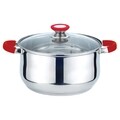 Oala cu capac Muhler, MR-4075, inox/sticla, 20 cm, 3 L, rosu