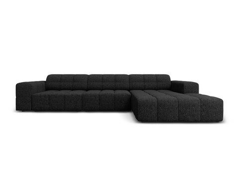 Coltar dreapta 4 locuri, Jennifer-140, Micadoni Home, 284x166x70 cm, tesatura chenille din poliester, negru