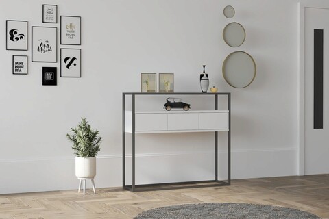 Consola, asse home, guarda, 90x70x34 cm, alb